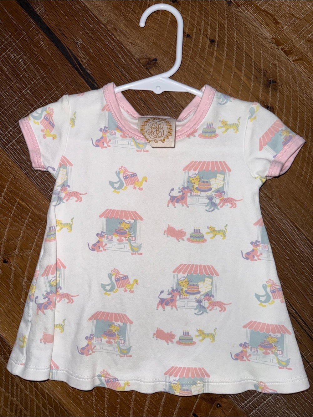 The Beaufort Bonnet Company Top with Pink Trim and Pastel Print